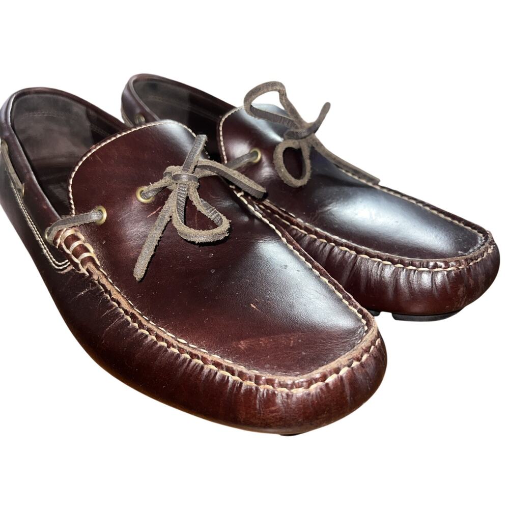 Johnston & Murphy Men's sz 8.5M Hardiman Tie Driving Moccasins Chestnut Brown